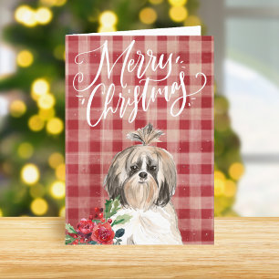 Cartes Pour Fêtes Annuelles Chih Tzu Chien Rouge Jour de Noël