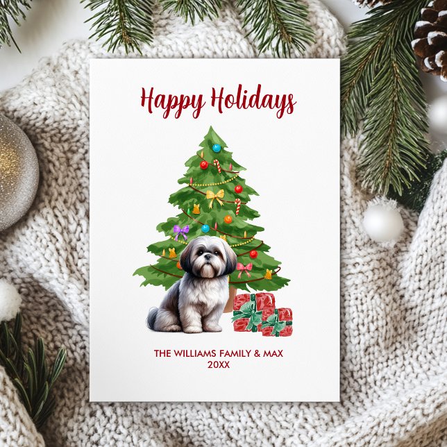 Cartes Pour Fêtes Annuelles Chih Tzu Noël de la famille des chiens (Créateur téléchargé)