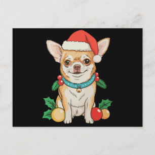 Cartes Pour Fêtes Annuelles Chihuahua Chapeau de Père Noël Ornements de Noël X