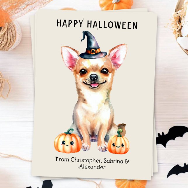 Cartes Pour Fêtes Annuelles Chihuahua Chien Halloween heureux (Créateur téléchargé)