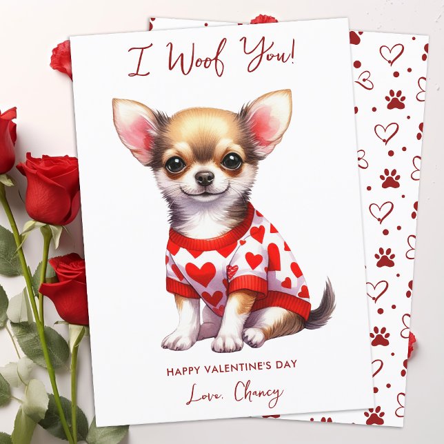 Cartes Pour Fêtes Annuelles Chihuahua Chien Woof Personnalisé Vous Valentines  (Créateur téléchargé)