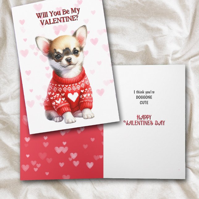Cartes Pour Fêtes Annuelles Chihuahua Chiuppy en Sweat Valentine (Créateur téléchargé)