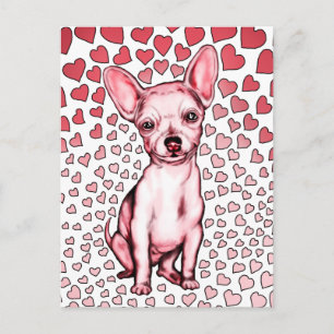 Cartes Pour Fêtes Annuelles Chihuahua Coeurs roses Saint Valentin
