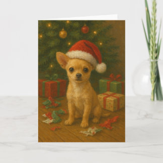 Cartes Pour Fêtes Annuelles Chihuahua Dog Under A Christmas Tree