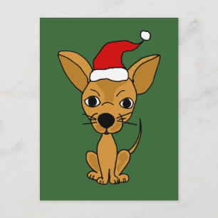Cartes Pour Fêtes Annuelles Chihuahua Funny à Santa Hat