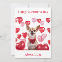 Chihuahua Personnalisé Coeur Coller Ballons Valent