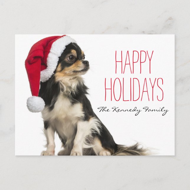 Cartes Pour Fêtes Annuelles Chihuahua portant un casquette de Noël (Devant)