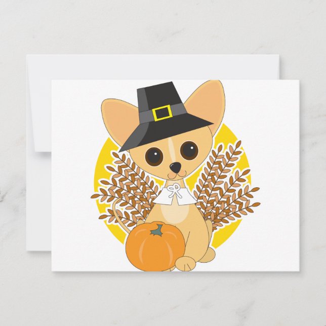 Cartes Pour Fêtes Annuelles Chihuahua Thanksgiving (Devant)