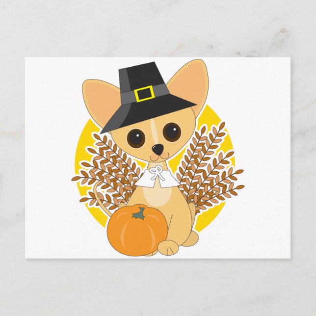 Cartes Pour Fêtes Annuelles Chihuahua Thanksgiving (Devant)