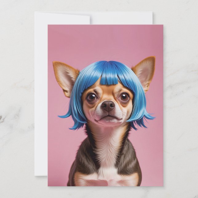 Cartes Pour Fêtes Annuelles Chihuahua wig (Devant)