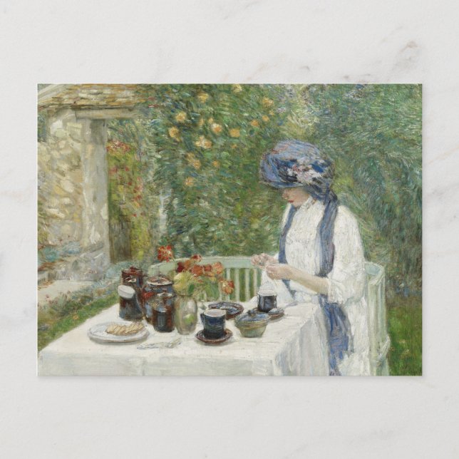Cartes Pour Fêtes Annuelles Childe Hassam - Jardin de thé français (Devant)