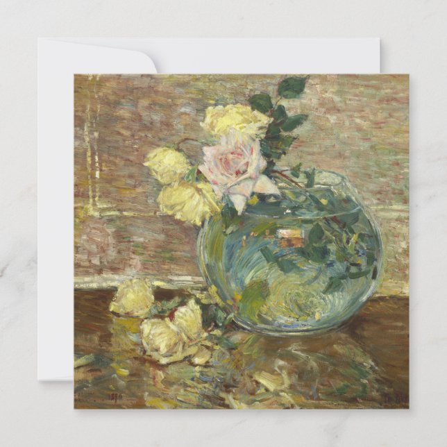 Cartes Pour Fêtes Annuelles Childe Hassam - Roses dans un vase (Devant)