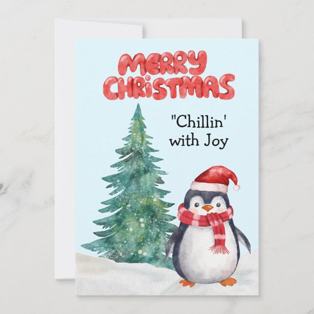Cartes Pour Fêtes Annuelles "Chillin' with Joy - Joyeux Noël (Devant)