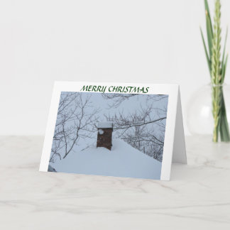 Cartes Pour Fêtes Annuelles Chimney de neige et toit, Noël