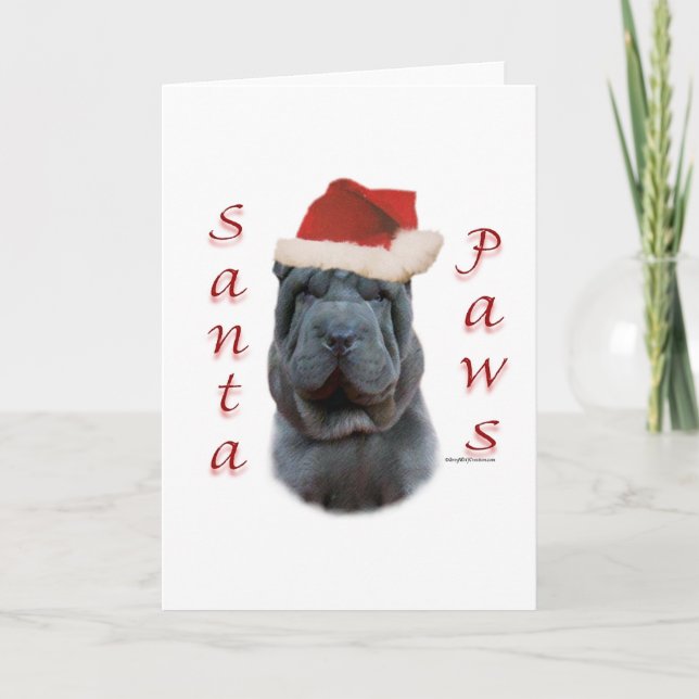 Cartes Pour Fêtes Annuelles Chine Shar-Pei Père Noël Paws (Devant)