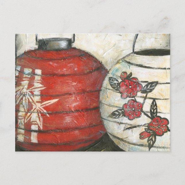 Cartes Pour Fêtes Annuelles Chinese New Year Lanterns with Floral Print (Devant)