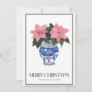 Cartes Pour Fêtes Annuelles Chinoiserie Christmas Poinsettia Preppy Photo