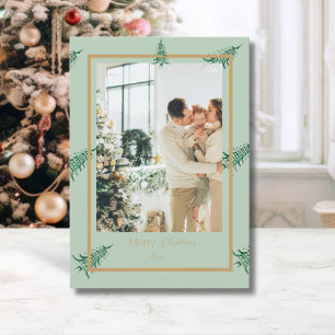 Cartes Pour Fêtes Annuelles Chinoiserie Noël Pagode Vert Sauge 2-Photo