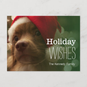 Cartes Pour Fêtes Annuelles chiot assis devant le bokeh de noël