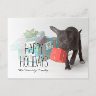 Cartes Pour Fêtes Annuelles Chiot avec des cadeaux de Noël