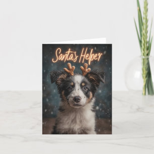 Cartes Pour Fêtes Annuelles Chiot Border Collie adorable en assistant du Père