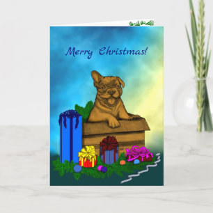 Cartes Pour Fêtes Annuelles Chiot dans une boîte, Joyeux Noël