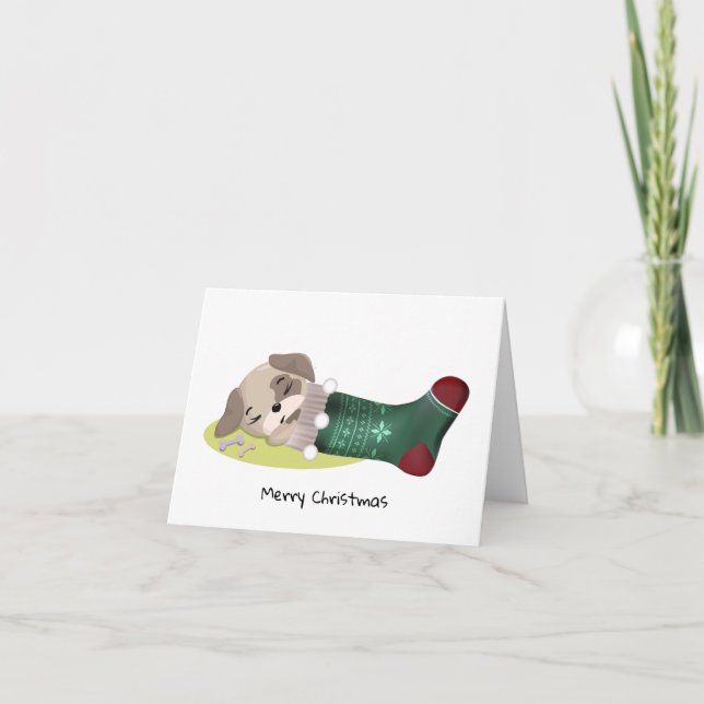 Cartes Pour Fêtes Annuelles Chiot de fête (Devant)