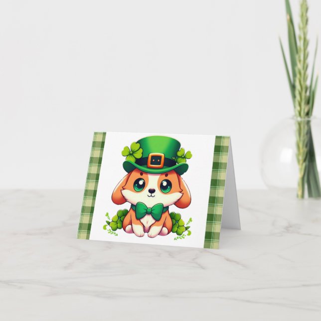 Cartes Pour Fêtes Annuelles chiot de la Saint-Patrick (Devant)