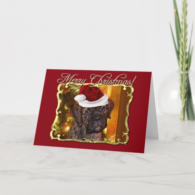 Cartes Pour Fêtes Annuelles Chiot de mastiff de Noël (Devant)