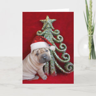 Cartes Pour Fêtes Annuelles chiot de Noël chinois shar pei