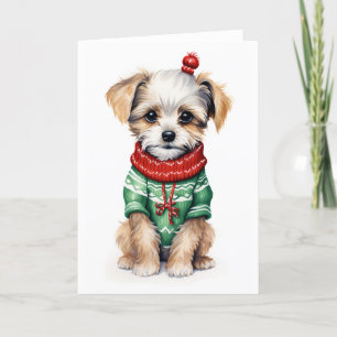 Cartes Pour Fêtes Annuelles Chiot de Noël, Chiot de Noël BLANC