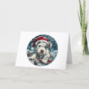 Cartes Pour Fêtes Annuelles Chiot de Noël Pit Bull Père Noël