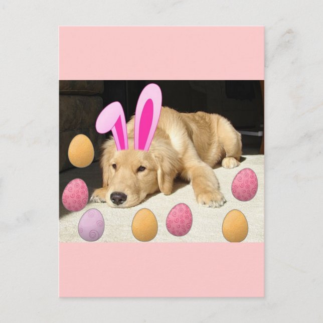 Cartes Pour Fêtes Annuelles Chiot de Pâques Golden Retriever (Devant)