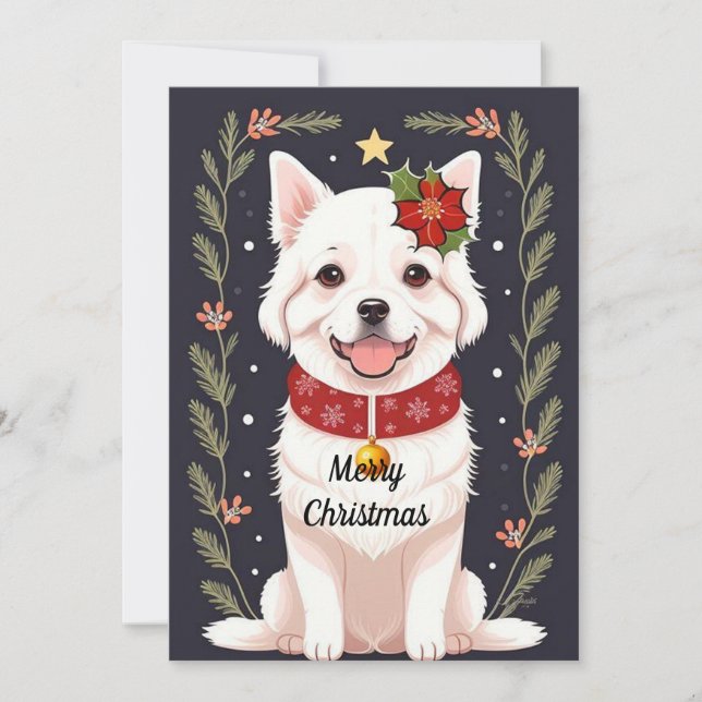 Cartes Pour Fêtes Annuelles Chiot de vacances (Devant)