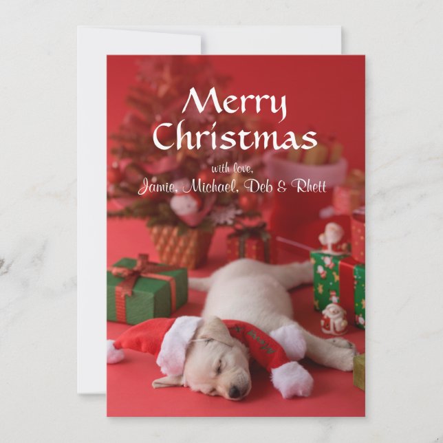 Cartes Pour Fêtes Annuelles Chiot et Noël 2 de golden retriever (Devant)