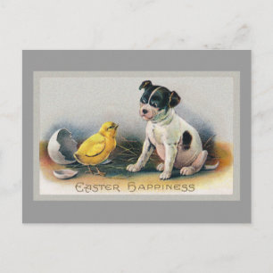 Cartes Pour Fêtes Annuelles Chiot et poussette Vintage Pâques