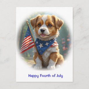 Cartes Pour Fêtes Annuelles Chiot mignon Quatre juillet