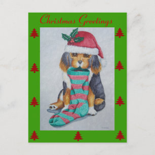 Cartes Pour Fêtes Annuelles chiot noir et brun mignon avec stockage de noël