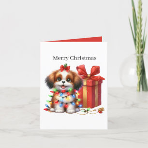 Cartes Pour Fêtes Annuelles Chiot personnalisable Joyeux Noël