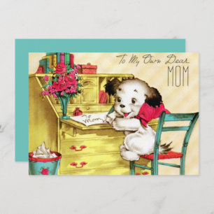 Cartes Pour Fêtes Annuelles Chiot vintage Pour Maman Joyeuse Fête Des Mères