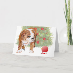 Cartes Pour Fêtes Annuelles Chiots Bouledogue Anglais Noël