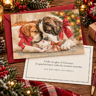 Cartes Pour Fêtes Annuelles Chiots Chien Chatons Amour Noël