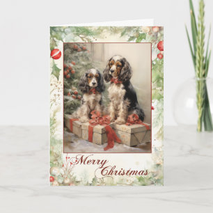 Cartes Pour Fêtes Annuelles Chiots Cocker Spaniel Victorien Noël