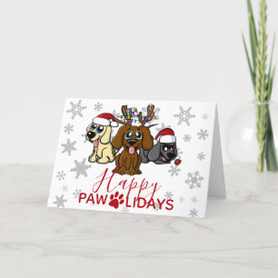 Cartes Pour Fêtes Annuelles Chiots de Noël amusants avec chapeaux de Santa Lum