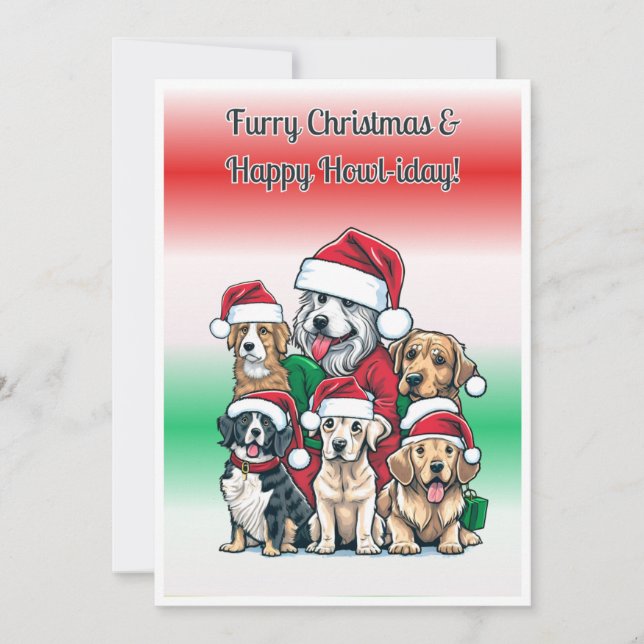 Cartes Pour Fêtes Annuelles Chiots de Noël, Imprimable (Devant)