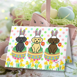 Cartes Pour Fêtes Annuelles Chiots du Labrador Oeufs de Pâques Daffodiques