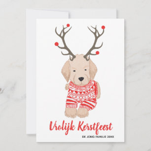 Cartes Pour Fêtes Annuelles Chiots Golden Retriever T-Shirt de Noël Cerf 
