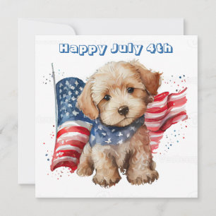 Cartes Pour Fêtes Annuelles Chiots joyeux du 4 juillet