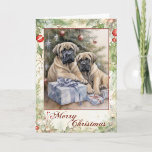Cartes Pour Fêtes Annuelles Chiots Mastiff Victorien de Noël