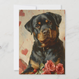 Cartes Pour Fêtes Annuelles Chiots Rottweiler Saint-Valentin Vintage